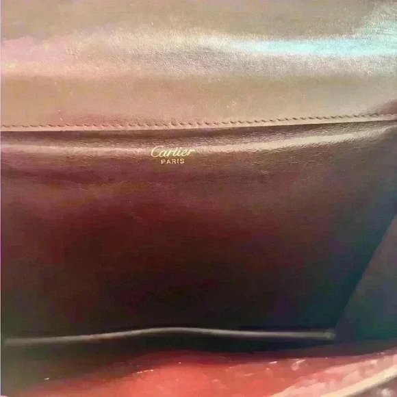 Cartier vintage bundle-elegant  Bordeaux wristlet & matching kiss lock wallet - Picture 13 of 16